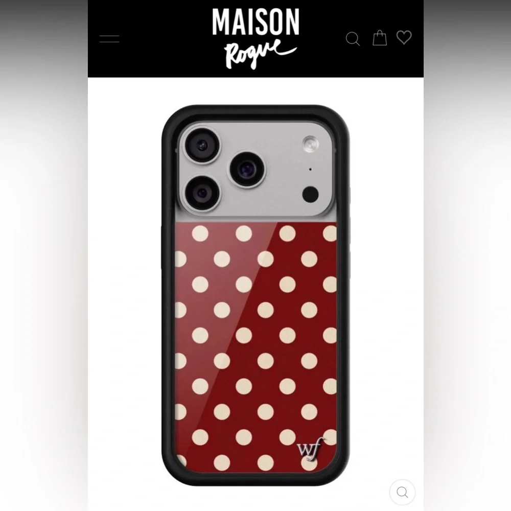 Wildflower Cases Polka Dot Burgundy and Cream iPhone 17 Pro Case NIB